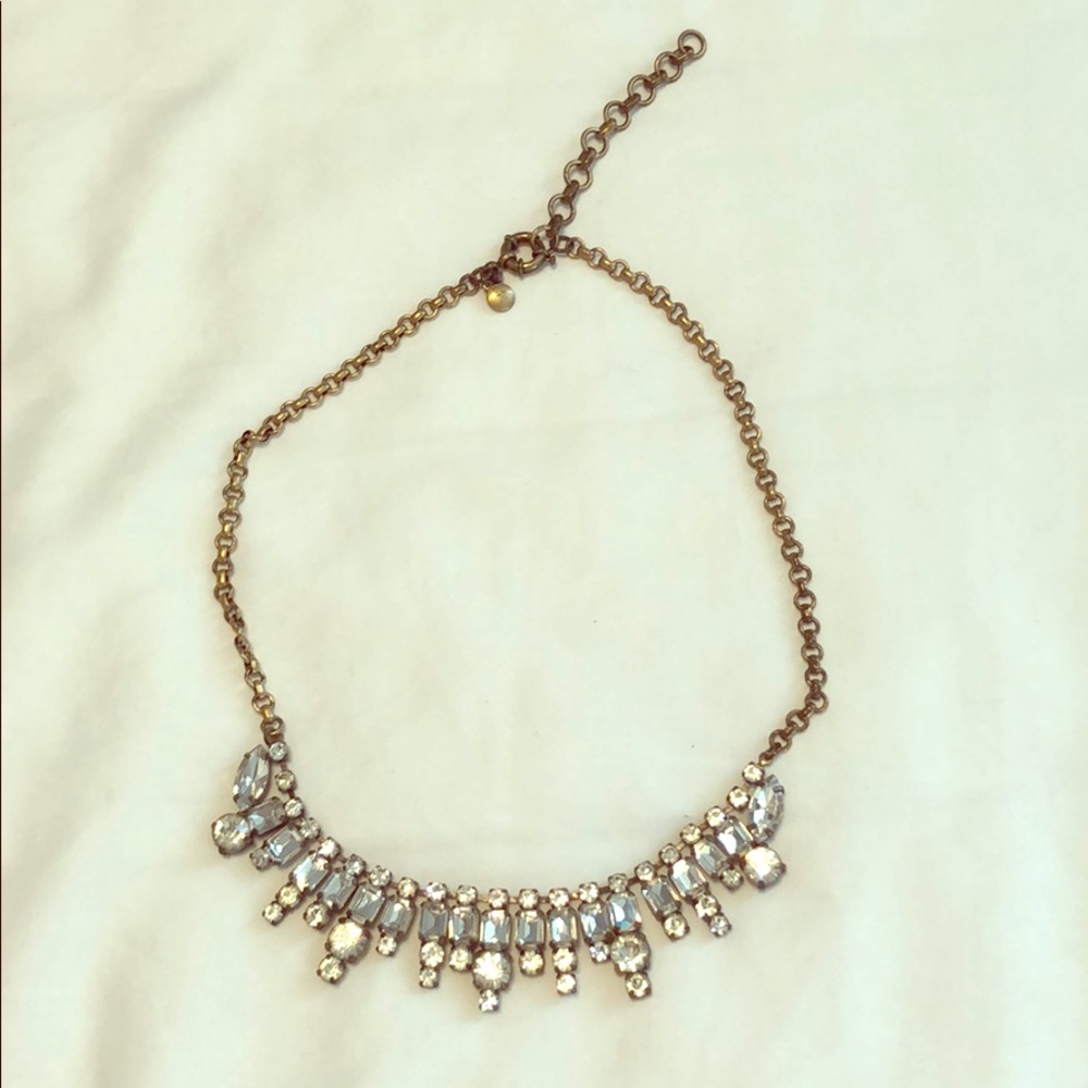 J. Crew antiqued gold crystal adjustable necklace